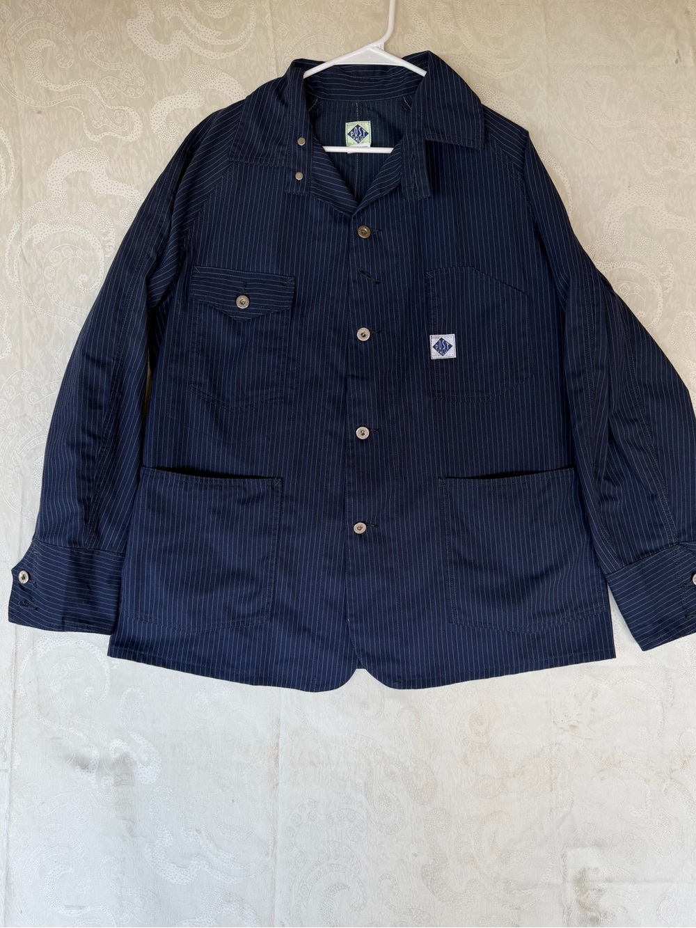 Post o’all’s my Men's Navy Pinstripe Lightweight Shirt Jacket